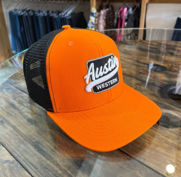 Boné Austin Western Laranja/Preto Bordado