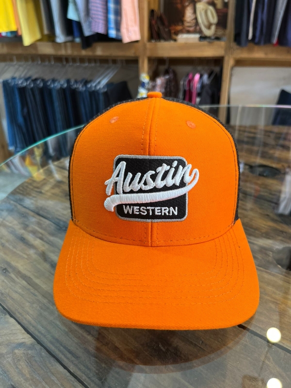 Boné Austin Western Laranja/Preto Bordado - Image 2